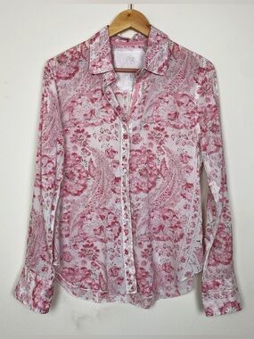 Cino Pink Paisley Floral 🌸 Casual Button Down Sz M